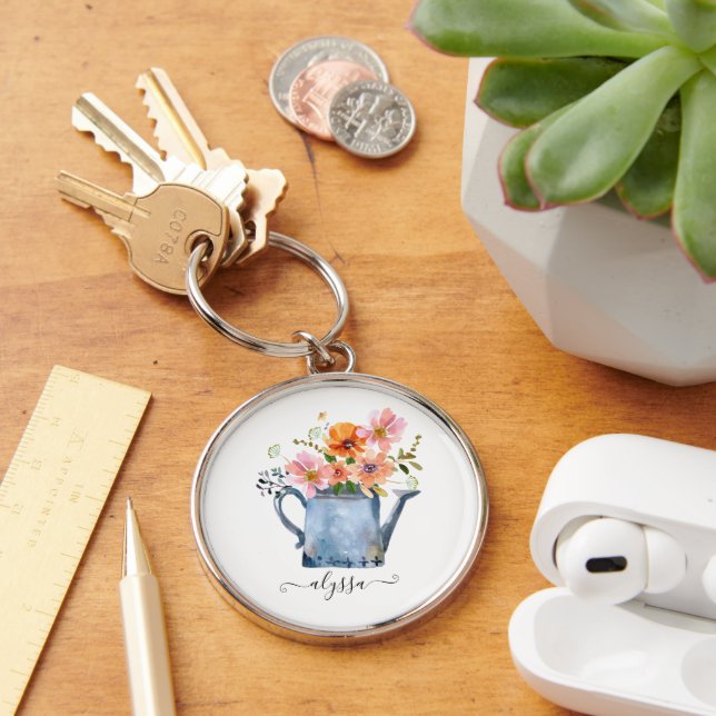 Porte-clés Aquarelle peinte à la main Floral (Bureau)