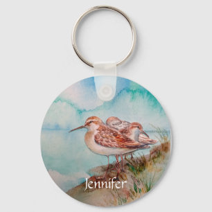Porte-clés Aquarelle personnalisée Sandpiper Shore Beach Oise