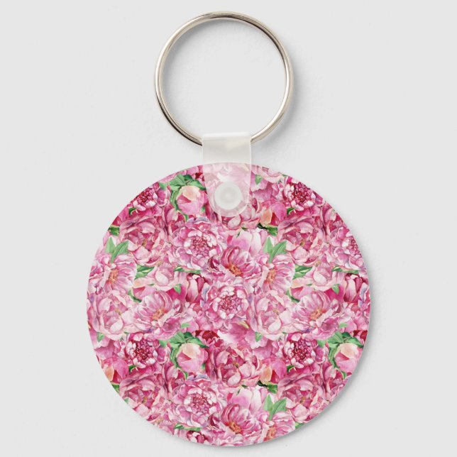 Porte-clés Aquarelle Pink Peonies (Recto)