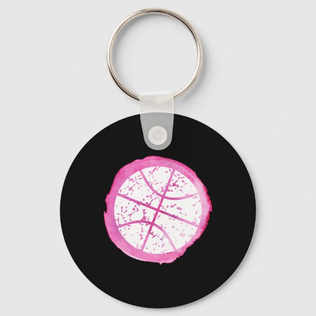Porte-clés Aquarelle rose fille de basket (Recto)