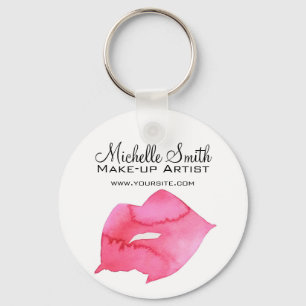 Porte-clés Aquarelle rose lèvres maquillage marque