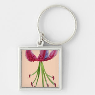 Porte-clés Aquarelle rose Lily art floral moderne