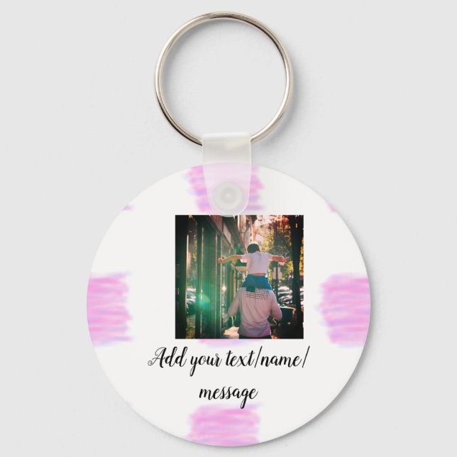 Porte-clés Aquarelle rose violet père fils papa ajouter l'ima (Recto)