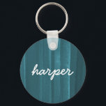 Porte-clés Aquarelle Rustique Nom du script PersonnaliséClavi<br><div class="desc">Ce porte - clé avec un arrière - plan d'aquarelle en bleu turquoise,  et un nom personnalisé dans une police de script,  fait un merveilleux cadeau. Le texte est entièrement personnalisable. Recherchez les produits de coordination de Parcel Studios.</div>