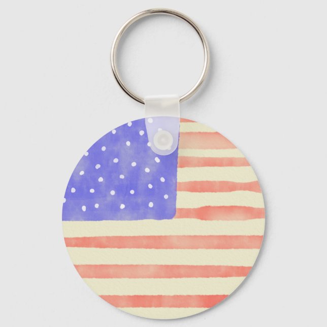 Porte-clés Aquarelle rustique USA drapeau américain (Recto)