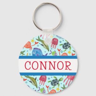 Porte-clés Aquarelle Sea Creatures Sac personnalisé Balise