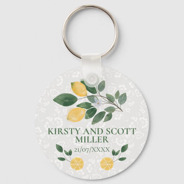 Porte-clés Aquarelle Sicilienne Lemons Mariage (Recto)
