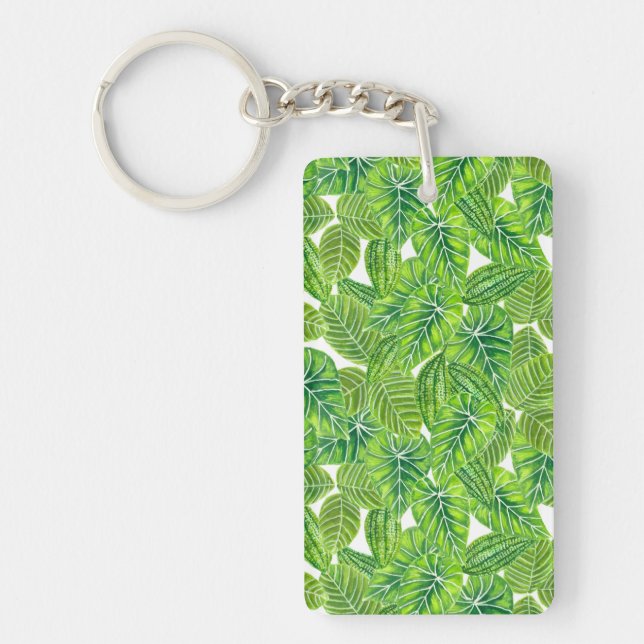 Porte-clés Aquarelle tropicale feuille design motif (Devant)