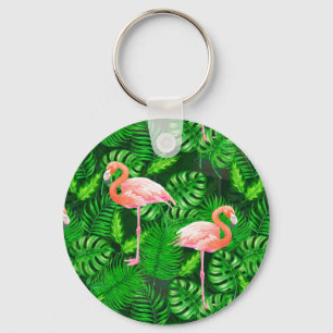 Porte-clés Aquarelle tropicale Flamant rose