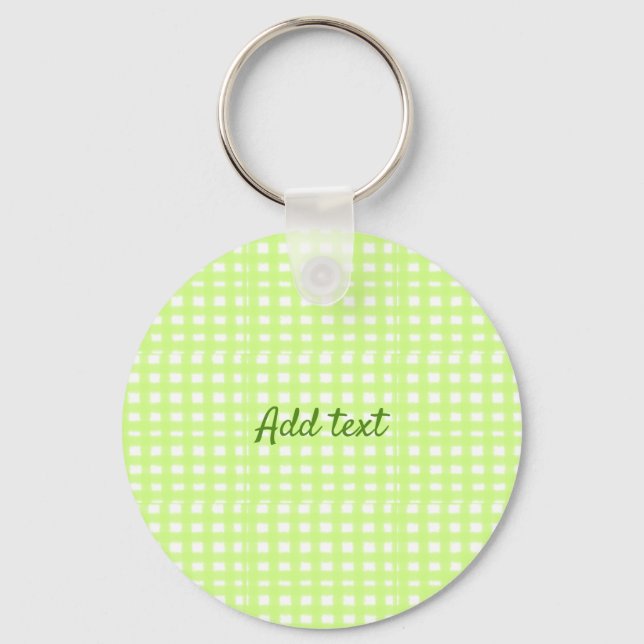 Porte-clés Aquarelle vert plaid ginham personnalisé ajouter t (Recto)