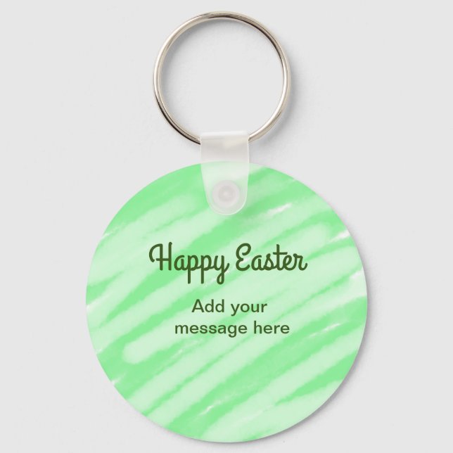 Porte-clés Aquarelle verte heureux Pâques ajouter le message  (Recto)