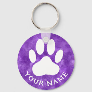 Porte-clés Aquarelle violette blanche du texte personnalisé E