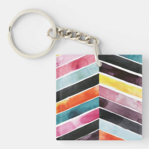 Porte-clés Aquarelle vive Chevron I