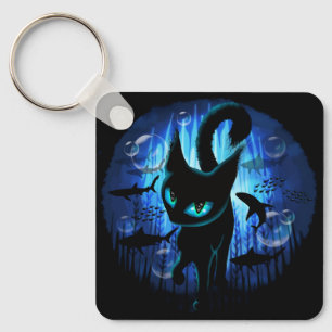 Porte-clés Aquaticat - Chat surréaliste en Imaginaire profond