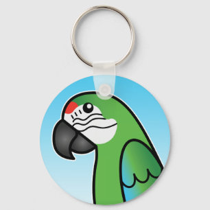Porte-clés Ara perroquet oiseau de dessin animé militaire