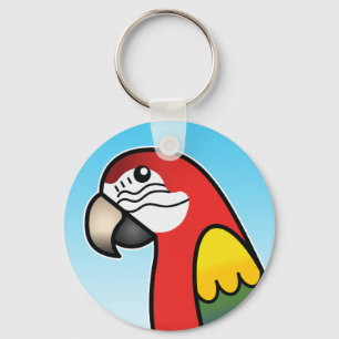 Porte-clés Ara perroquet oiseau Macaw cartoon écarlate