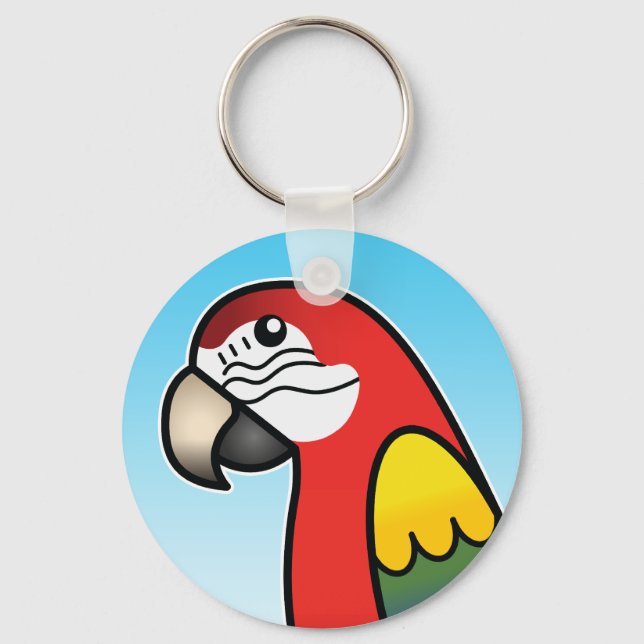 Porte-clés Ara perroquet oiseau Macaw cartoon écarlate (Recto)