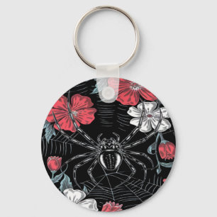 Porte-clés Araignée romantique foncée Floral