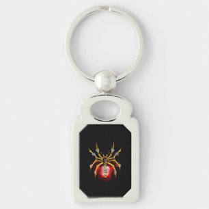 Porte-clés Araignée steampunk sur fond noir
