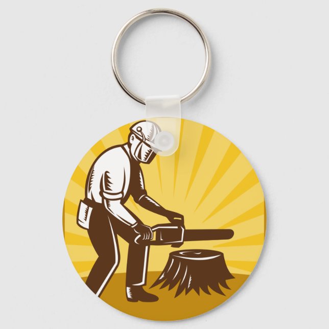 Porte-clés arboriste chirurgien des arbres chainsaw retro (Recto)