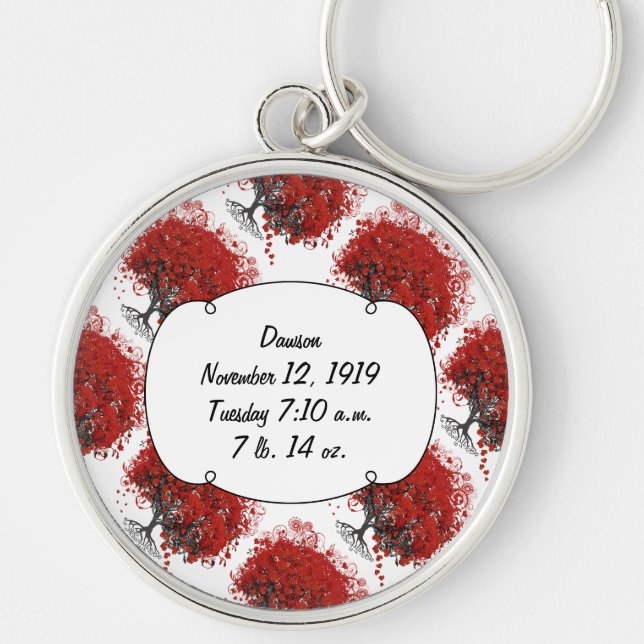 Porte-clés Arbre à feuilles à cœur rouge (Devant)
