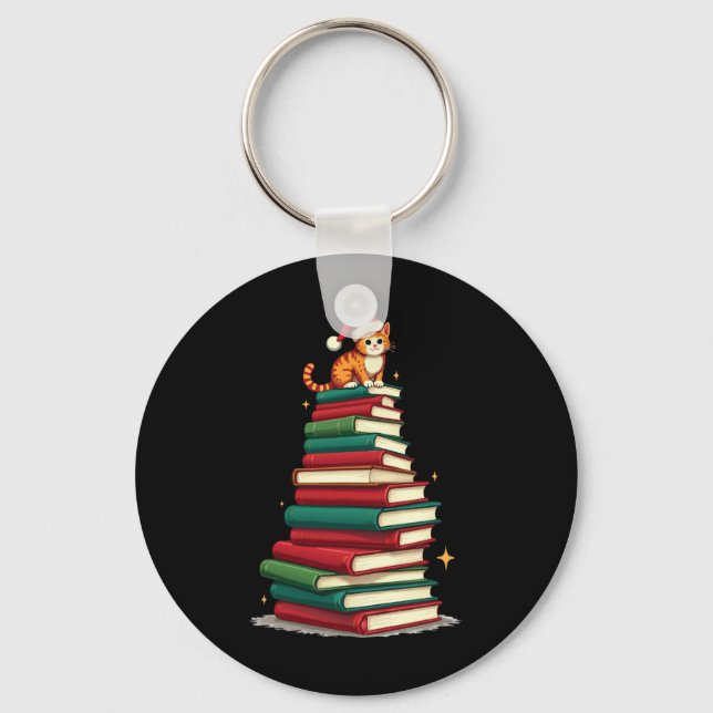 Porte-clés Arbre Amour Lecture Livres Chat Bibliothécaire Drô (Recto)