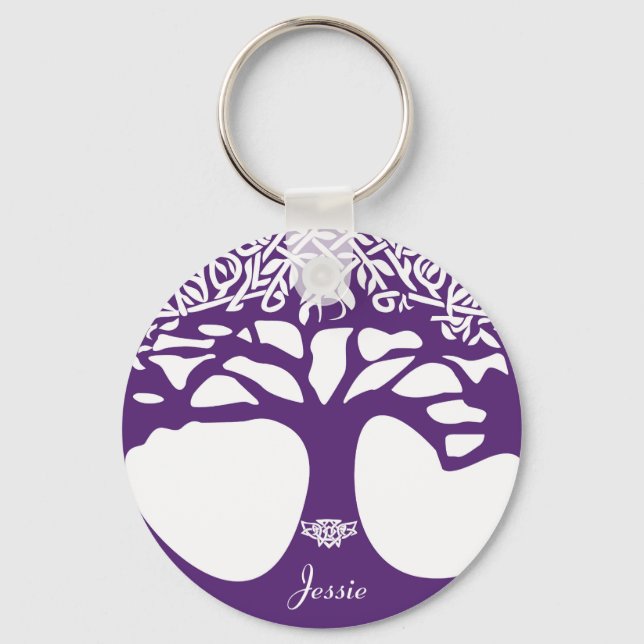 Porte-clés Arbre celtique violet de la clé de vie personnalis (Recto)