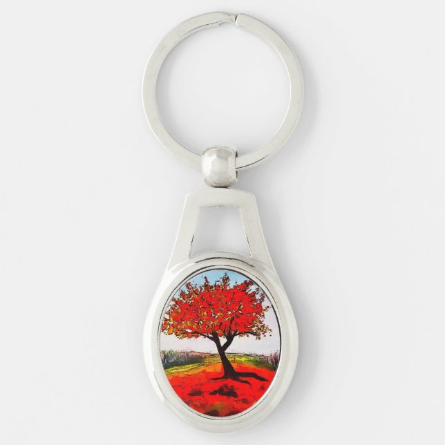 Porte-clés Arbre d'automne rouge (Devant)