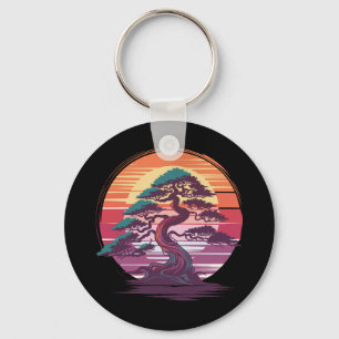 Porte-clés Arbre de bonsaï mystique - Retro Sunset esthétique