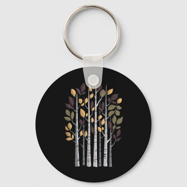 Porte-clés Arbre de bouleau amant d'automne saison feuilles d (Recto)