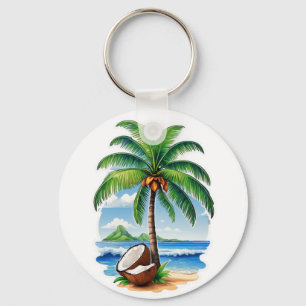 Porte-clés Arbre de coco île tropicale
