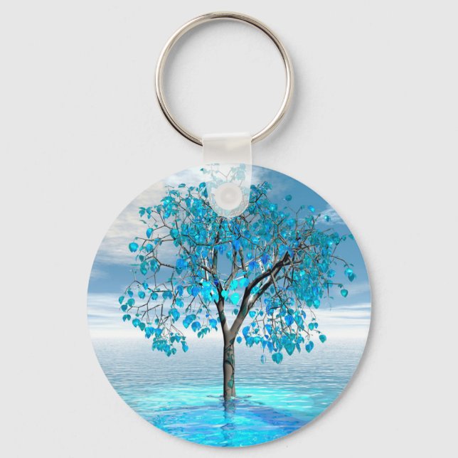 Porte-clés arbre de cristal bleu (Recto)