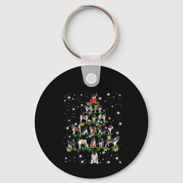 Porte-clés Arbre De Noël Akita Couvert De Flashli (Recto)