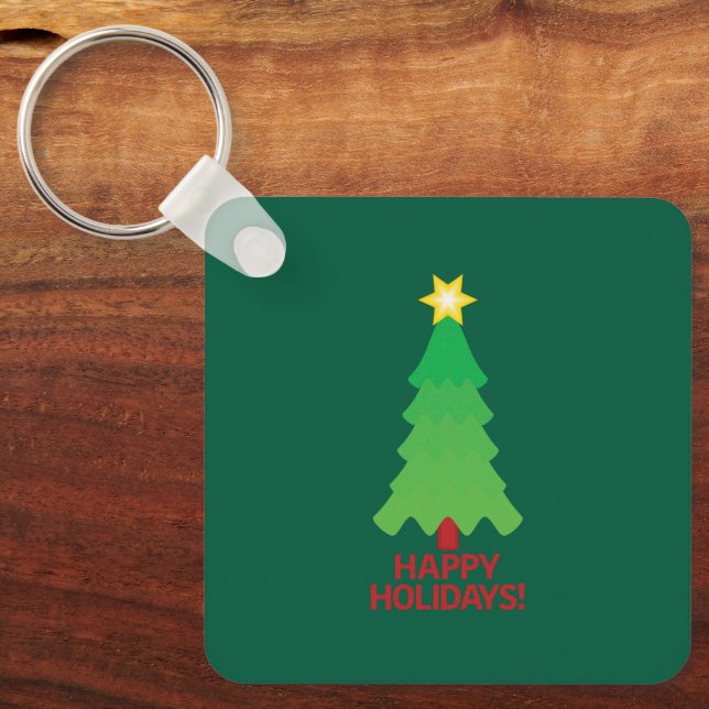 Porte-clés arbre de Noël avec étoile brillante (Recto)