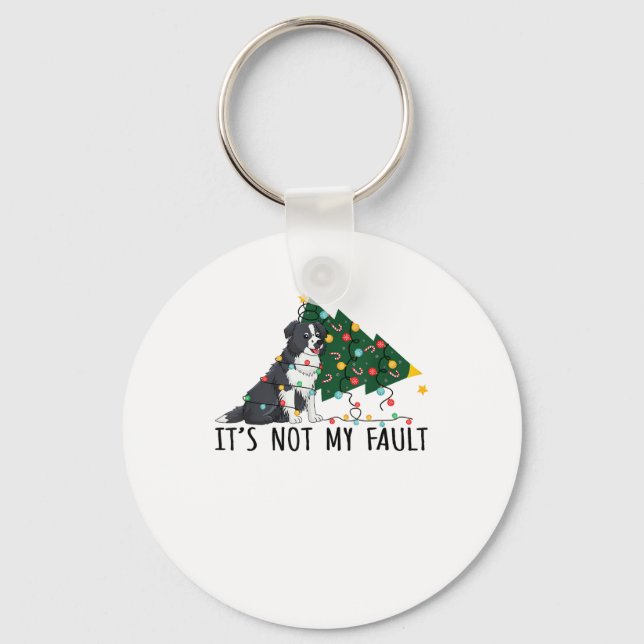 Porte-clés Arbre de Noël Ce n'est pas ma faute Bordure Collie (Recto)