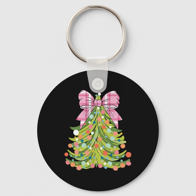 Porte-clés Arbre de Noël Coquette Bow rose Noël Hommes Fils (Recto)