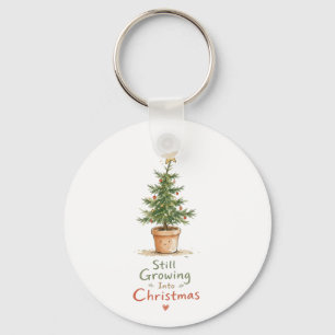 Porte-clés Arbre de Noël en pot à l'aquarelle
