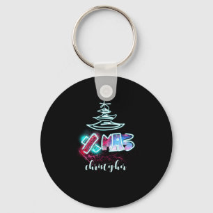 Porte-clés Arbre de Noël Pailleté Bleu et Rouge Tygraphie Tou
