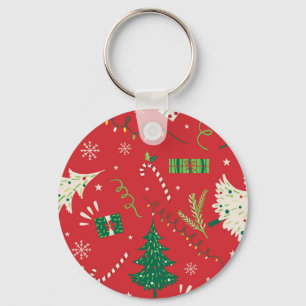 Porte-clés Arbre de Noël vintage : design ornemental.
