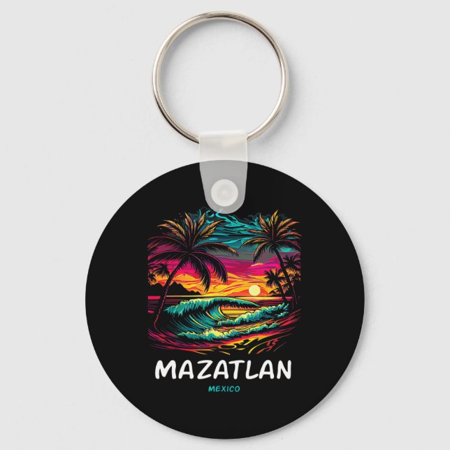 Porte-clés Arbre de palmier souvenir de vacances Mazatlán (Recto)