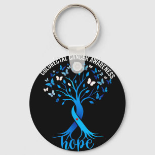 Porte-clés Arbre de ruban bleu de sensibilisation au cancer c