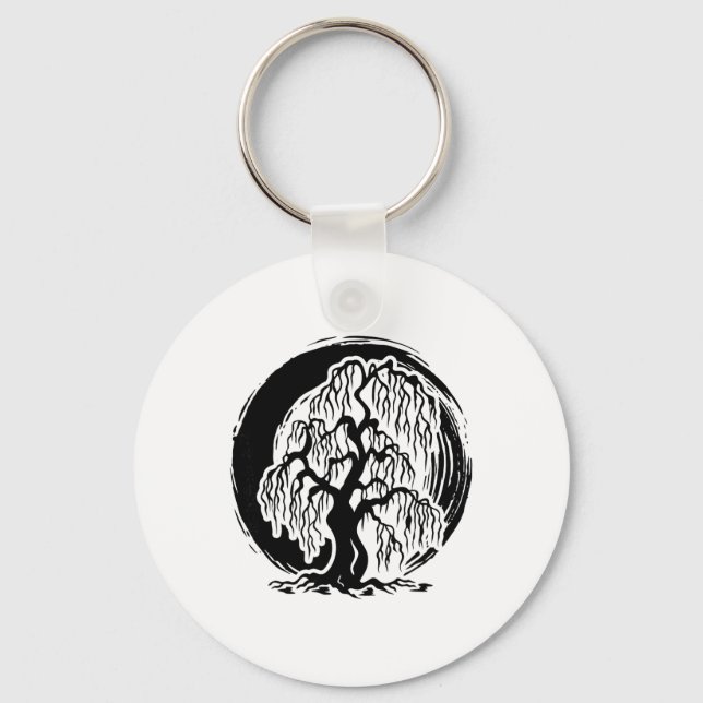 Porte-clés Arbre de saule pleureur de pleine conscience Médit (Recto)