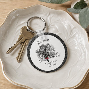 Porte-clés Arbre de Souvenir de Réunion de Famille