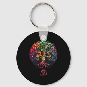 Porte-clés Arbre de vie avec symbole Om Yoga 