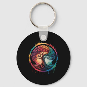 Porte-clés Arbre de Vie Nature Colorée Yin Yang Zen Yoga Médi