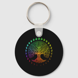 Porte-clés Arbre de Vie Phases de la Lune Cadeau
