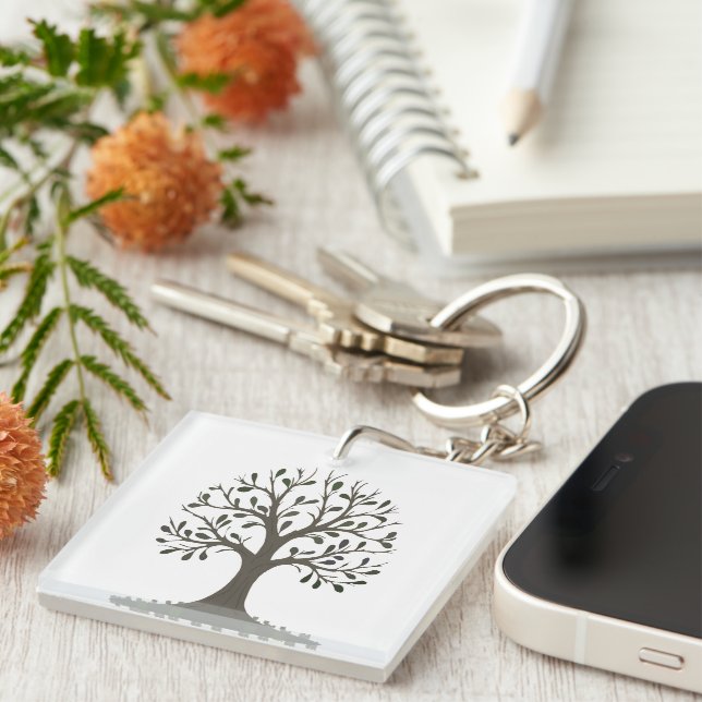 Porte-Clés Arbre de Vie Symbole de Croissance  (Devant Droit)