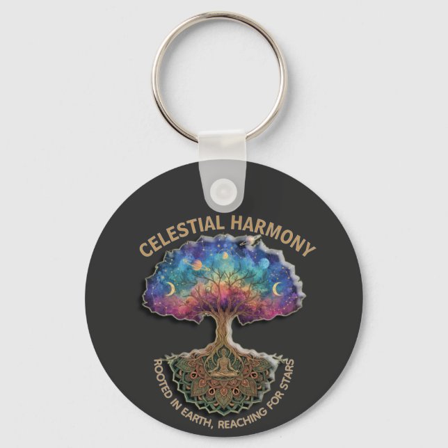Porte-clés Arbre d'Harmonie Céleste - Mandala de Méditation C (Recto)
