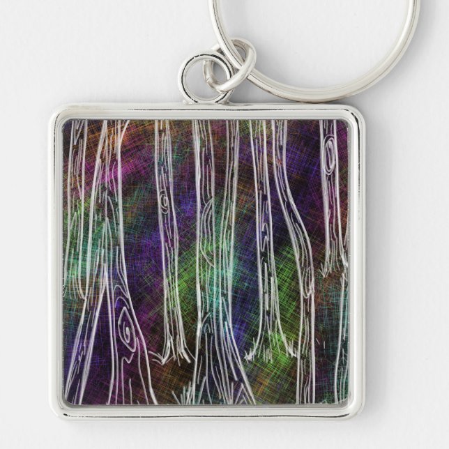Porte-clés Arbre porte - clé violet bouleau d'art (Devant)