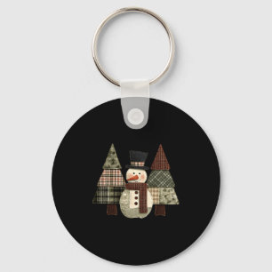 Porte-clés Arbres de bonhomme de neige Patchwork à carreaux A